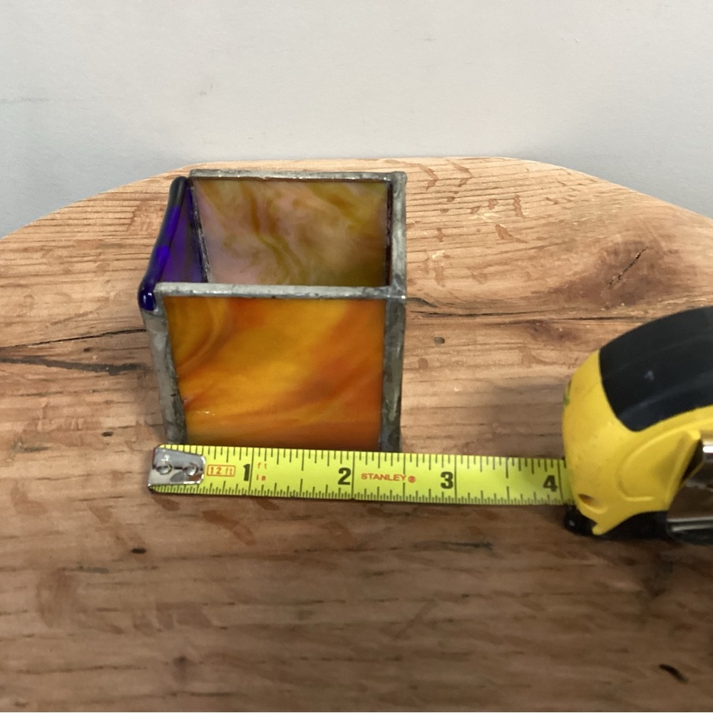 🔵 Beautiful Stained Glass & Lead Handcrafted Votive or Tea Light Candle Holder - Picture 10 of 12